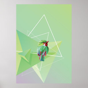 Poster Colibri En Vert Abstrait