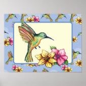 Poster Colibri et fleurs (Devant)