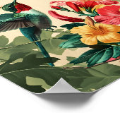 Poster Colibri et fleurs : Vintage (Coin)