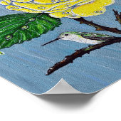 Poster Colibri et Rose dans la peinture de pluie (Coin)