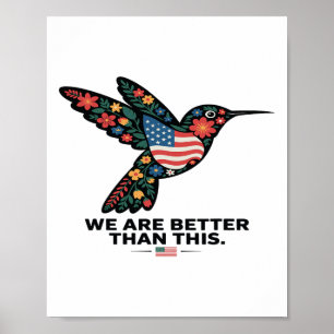 Poster Colibri Floral Politique Subtil Anti Trump
