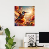 Poster Colibri gracieux S'enfonçant au-dessus de la fleur (Bureau à domicile)
