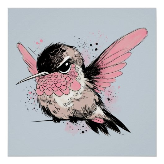 Poster Colibri grincheux (Devant)