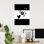 Poster Colibri noir et blanc (Bureau à domicile)