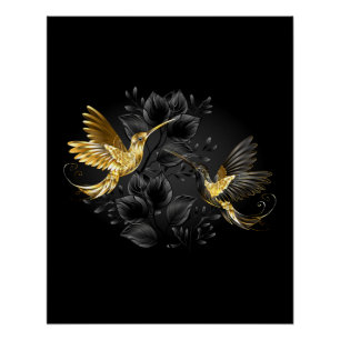 Poster Colibri noir et or