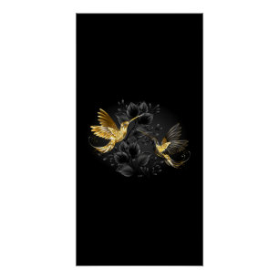 Poster Colibri noir et or