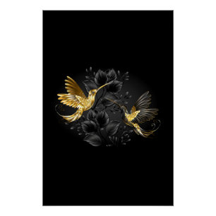 Poster Colibri noir et or