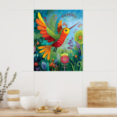 Poster Colibri œuvre d'art colorée (Cuisine)