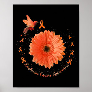 Poster Colibri Orange Tournesol Leucémie Cancer Aware