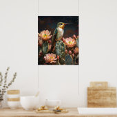 Poster Colibri sur un cactus en fleurs (Cuisine)