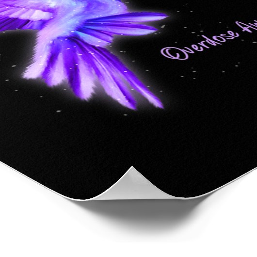 Poster Colibri tenant un surdosage du ruban pourpre (Coin)