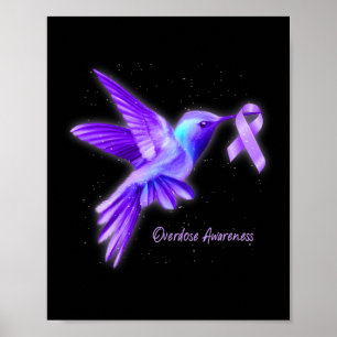 Poster Colibri tenant un surdosage du ruban pourpre