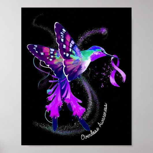 Poster Colibri tenant un surdosage du ruban pourpre (Devant)