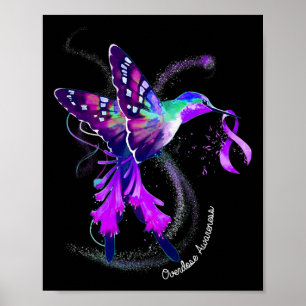 Poster Colibri tenant un surdosage du ruban pourpre