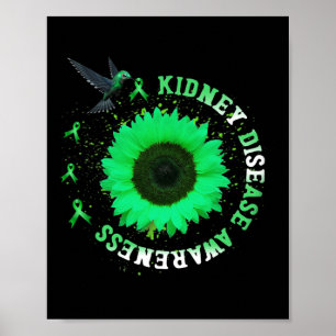 Poster Colibri Tournesol Vert Ribbon Maladie rénale