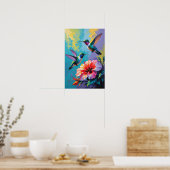 Poster Colibris colorés avec fleur tropicale vibrante (Cuisine)