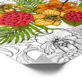 Poster Colibris et bouquet tropical (Coin)