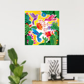 Poster Colibris et cactus en fleurs (Bureau à domicile)