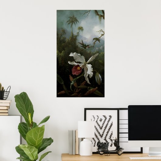 Poster Colibris et orchidée blanche par Martin J. Heade (Bureau à domicile)