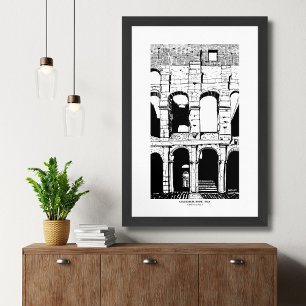 Poster Colisée Rome Italie Encre Voyage Esquisse