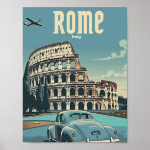 Poster Colisée Rome Italie Vintage Lieu de voyage célèbre