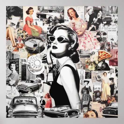 Poster Collage Abstrait des années 60 (Devant)