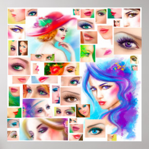 Poster Collage abstrait des femmes