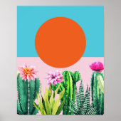 Poster Collage Abstrait Floral Rétro de Coucher de Soleil (Devant)