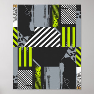 Poster Collage Abstrait géométrique moderne avec bandes