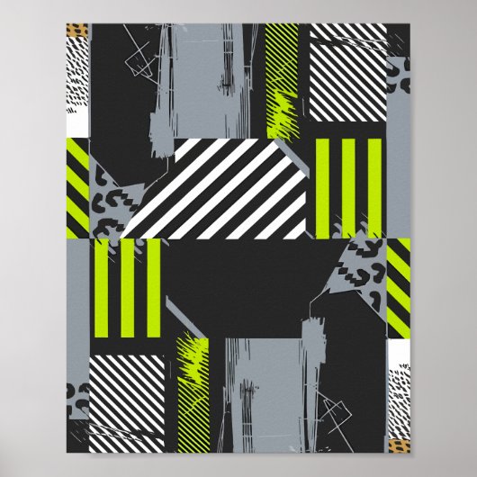 Poster Collage Abstrait géométrique moderne avec bandes (Devant)