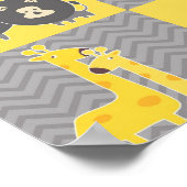 Poster Collage animal sur chevron uni et zigzag (Coin)