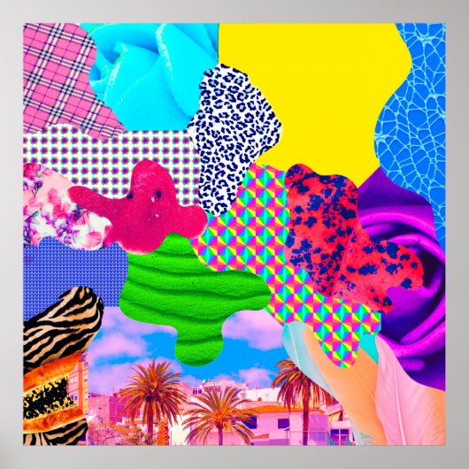 Poster Collage artistique contemporain. Mélange textuelle (Devant)