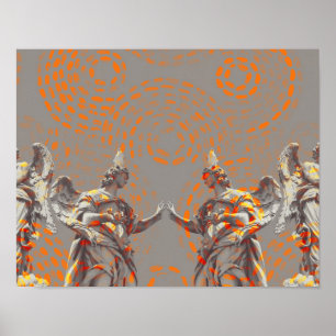 Poster Collage cool de sculptures et de cercles oranges