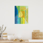 Poster Collage couleur Abstrait avec oiseaux (Cuisine)