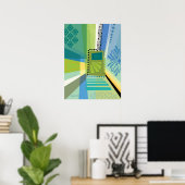 Poster Collage couleur Abstrait bleu et vert (Bureau à domicile)