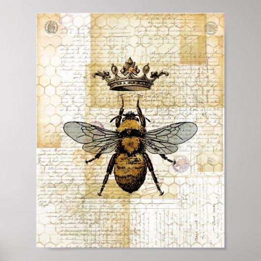 Poster Collage d'abeilles couronnées (Devant)