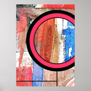 Poster collage d'art abstrait, milieux mixtes et aquarell
