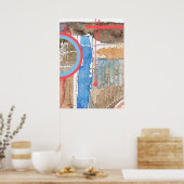 Poster collage d'art abstrait, milieux mixtes et aquarell (Cuisine)