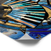 Poster Collage d'art de la guitare Abstraite et des clés  (Coin)