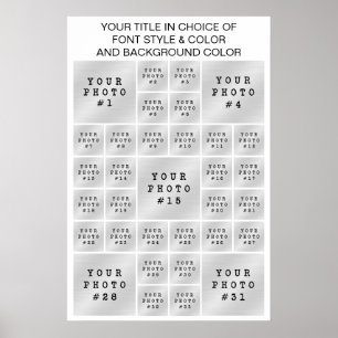 Poster Collage de 33 photos avec couleur et texte personn