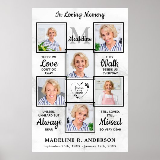 Poster Collage de 6 photos en mémoire funéraire Dans l'am (Devant)