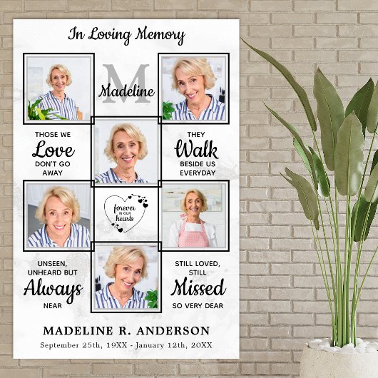 Poster Collage de 6 photos en mémoire funéraire En souven