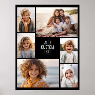 Poster collage de 6 photos - fond noir - texte blanc
