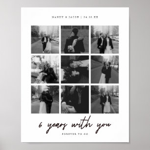 Poster Collage de 9 photos d'anniversaire de mariage mode