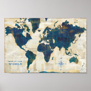 Poster Collage de carte du monde