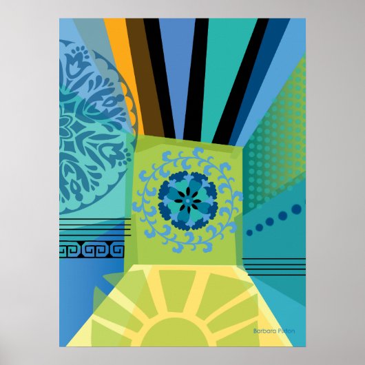 Poster Collage de couleurs Abstrait (Devant)