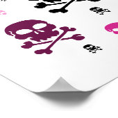 Poster Collage de crânes de dessin - rose (Coin)