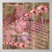 Poster Collage de fleurs de cone Love Never Fails (Devant)