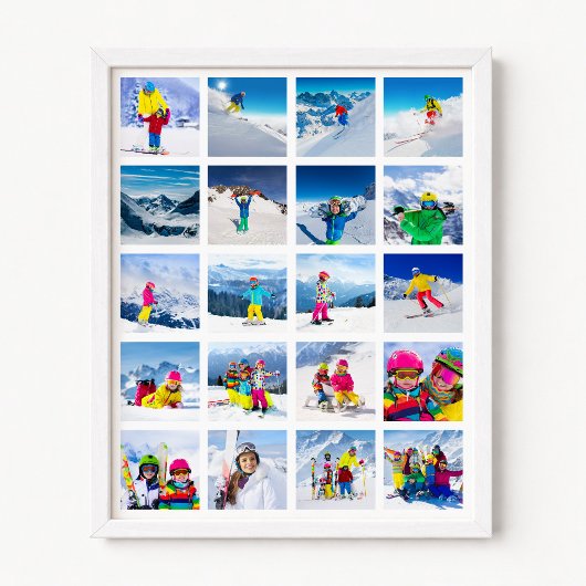 Poster Collage de grille de 20 photos blanc