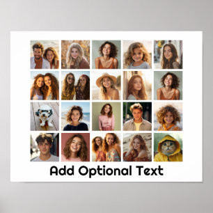 Poster Collage de grille de 20 photos - Blanc - Type Mod